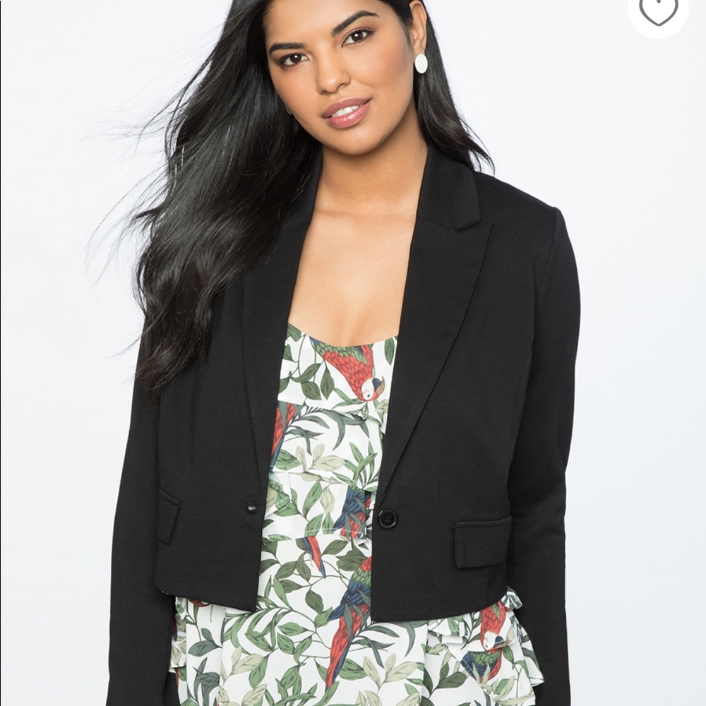 Eloquii Black Ponte Cross Back Blazer